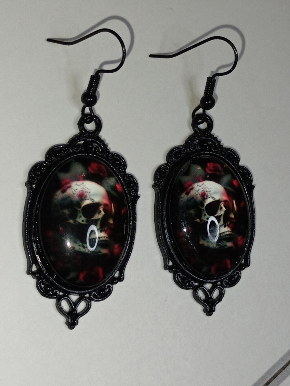Skull Cameo Drop Earrings